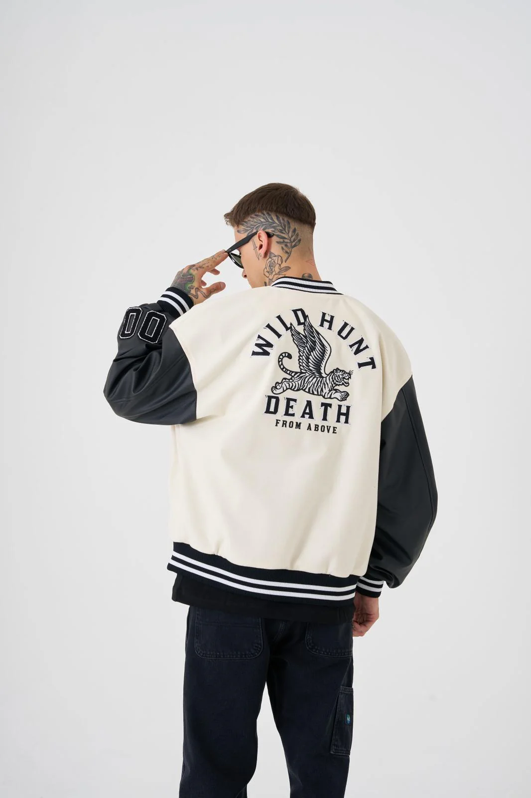 Erkek Wild Hunt Death Oversize Bomber Ceket Ekru - Image 3