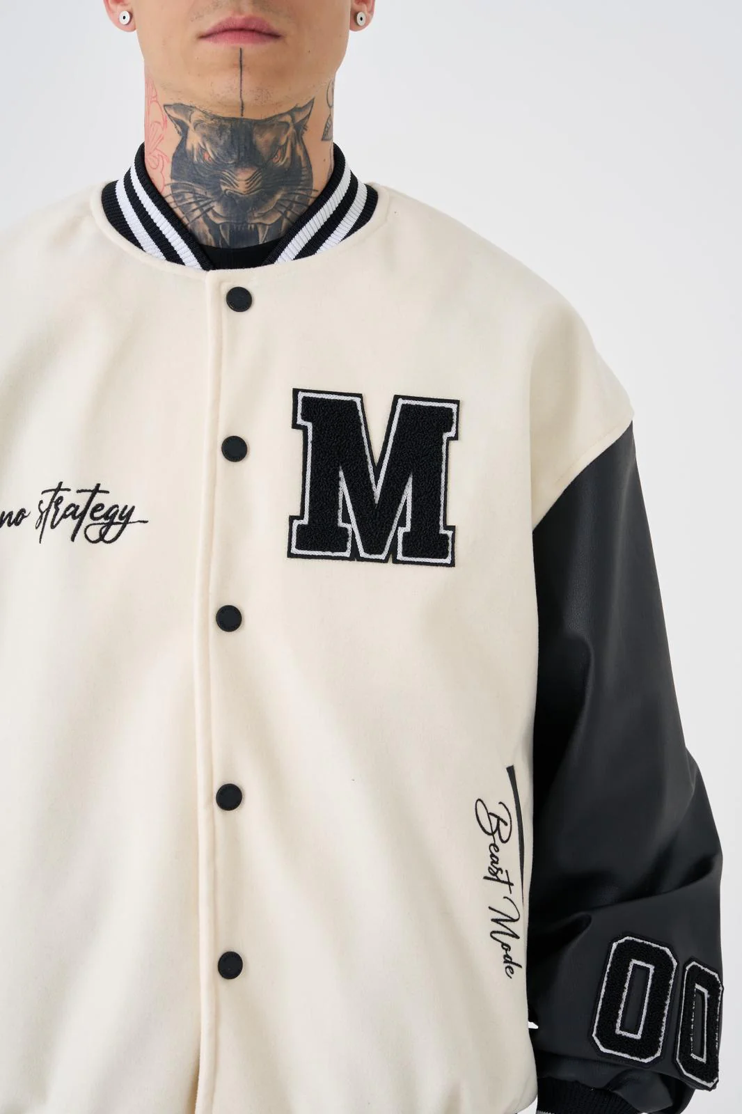 Erkek Wild Hunt Death Oversize Bomber Ceket Ekru - Image 4