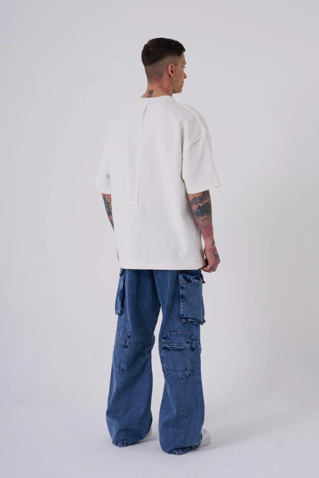 Erkek Yan Cepli Baggy Jean Pantolon Mavi - Image 5