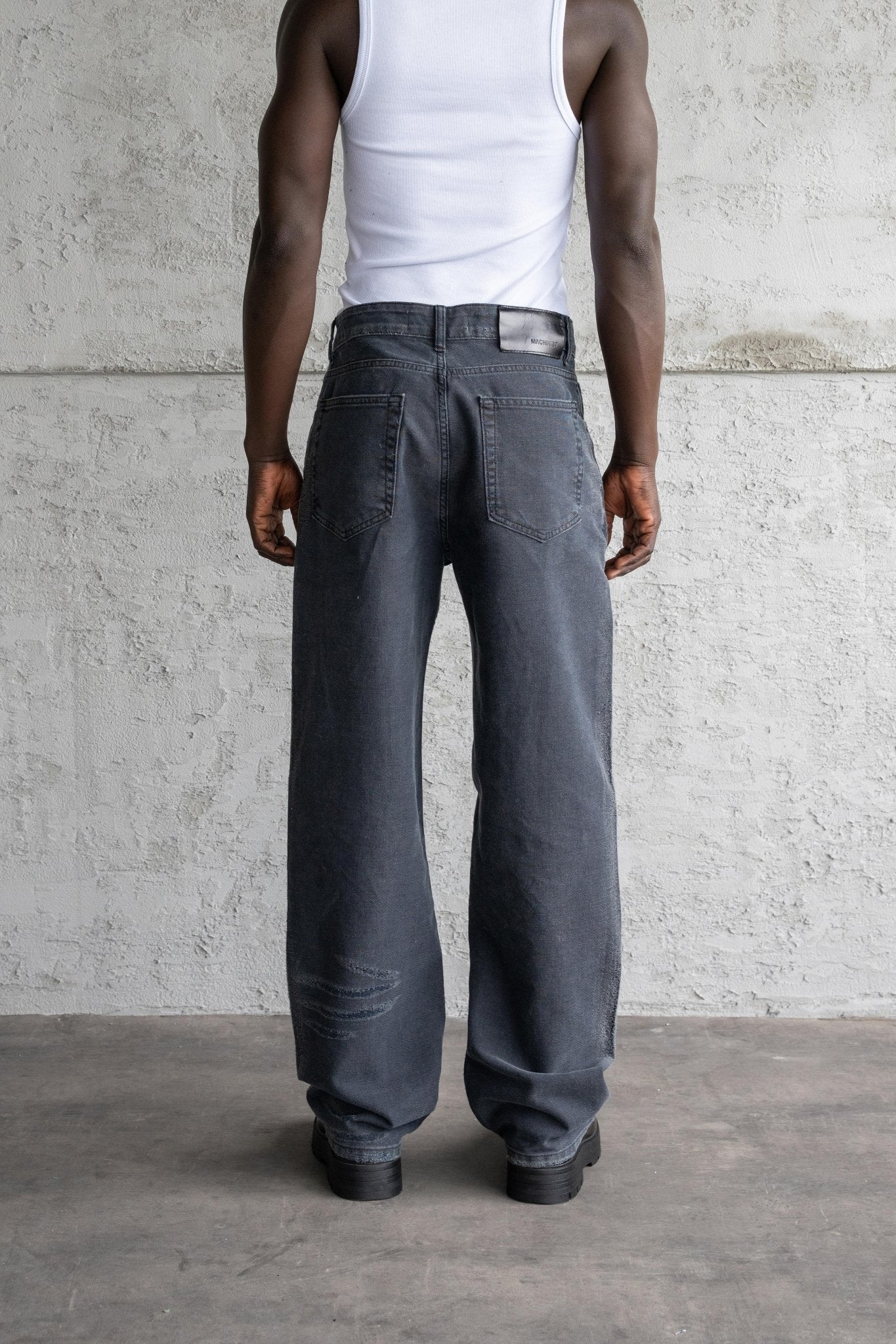 Erkek Yıpratmalı Efektli Baggy Jean Pantolon Siyah - Image 6